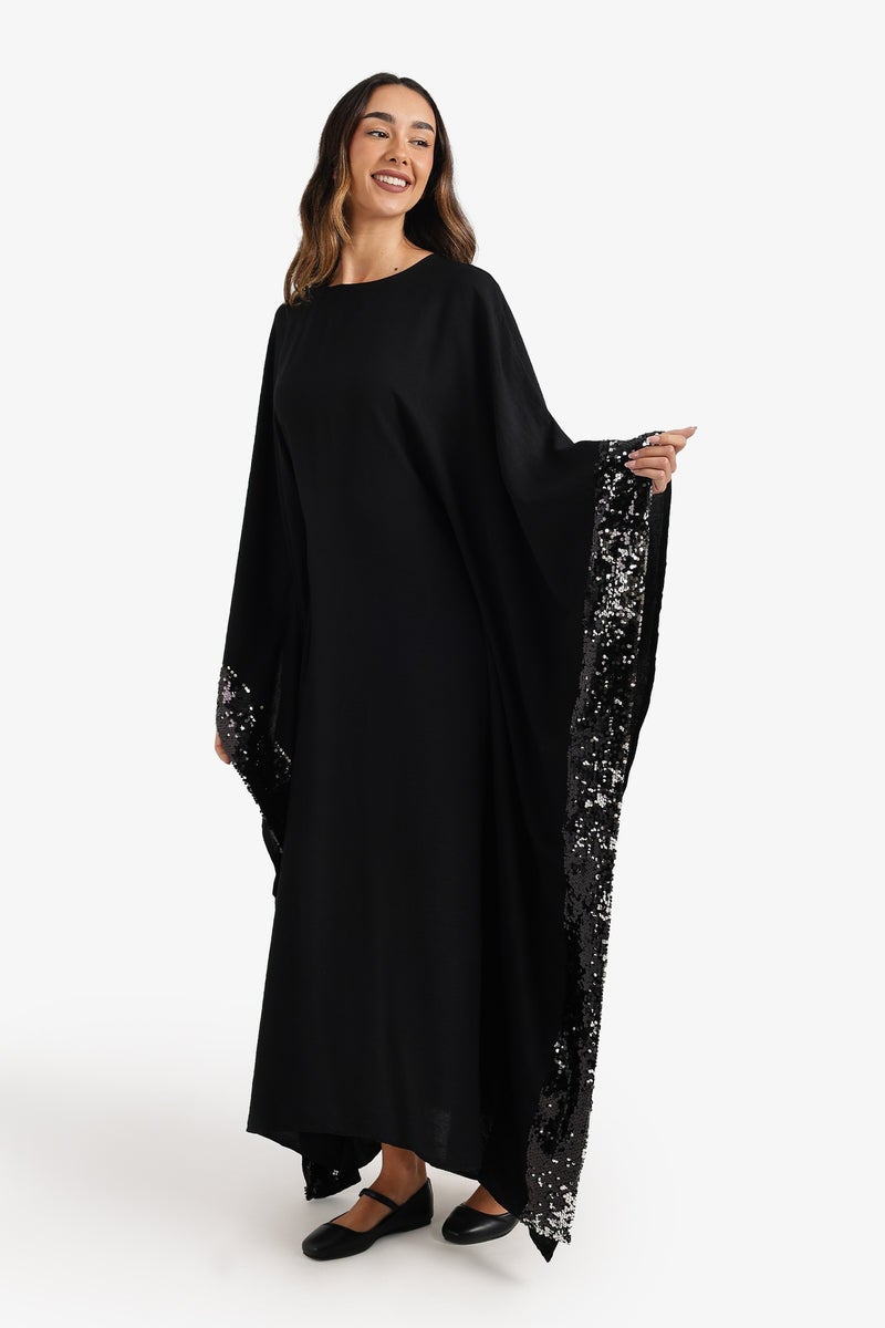 Carina Sequin-Trimmed Abaya - Image 2